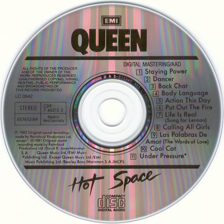 Queen  Hot space  cd [1982]